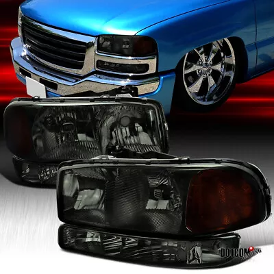 Fit 1999-2006 GMC Sierra Yukon XL Smoke Headlights Bumper Turn Signal Lamps • $65.99