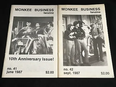 MONKEES  Monkee Business Fanzine  Issue #41 & #42 Fan Club Newsletter 1987 RARE! • $9.98