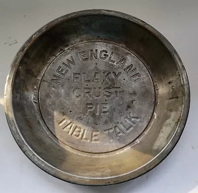 Vintage 9 1/2  New England Table Talk Flaky Crust Pie Tin Embossed Primitive • $8