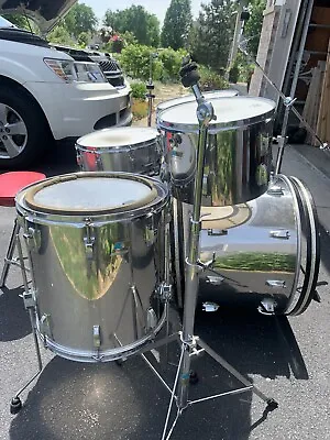 Vintage Drums Ludwig Stainless Steel 5pc DrumSet Kit Hollywood 1976 Wow! Rare! • $4000