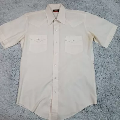 Vintage Western Fashion Mens Shirt White M Pearl Snap Up Western Rancher Chore • $17.99