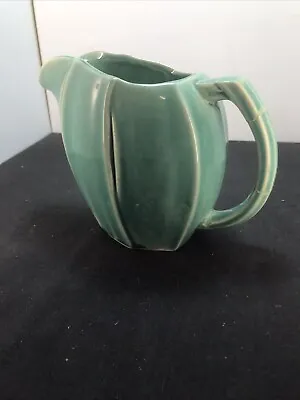 Vtg McCoy Pottery Turquoise Blue Glaze 6” T Pitcher Repaired Handle • $20