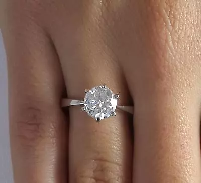 2.25 Ct Classic 6 Prong Round Cut Diamond Engagement Ring VS1 D White Gold 14k • $6725