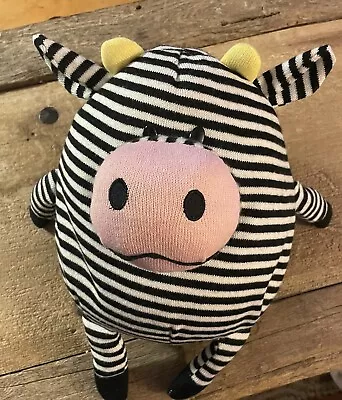 MUSHABLE Pot Belly Cow Jay At Play  10” Plush Black And White Striped • $8