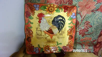 Maxcera Fall Rooster Salad Plate 9” Sunflower Acorn & Grapes Hand Painted • $9.95