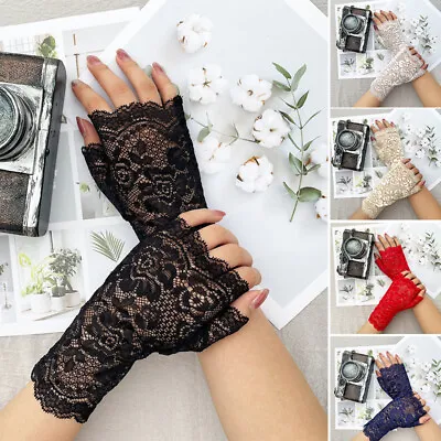 Sexy Lace Fingerless Gloves 80's Black Madonna Ladies Lady 1980's Fancy Dress • $2.95