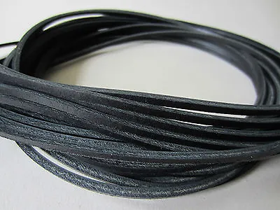 One Pair BLACK Quality LEATHER LACES 3.5mm SQUARE SHOE / BOOTS 120cm Shoestring • £5.90