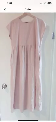 GORMAN 100% Linen + Cotton Relaxed Long Shirt Lee Dress In Pastel Pink Size M • $25