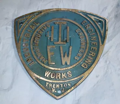 Vintage Industrial Engineering Works Metal Emblem Trenton N.J.  - 6  • $65