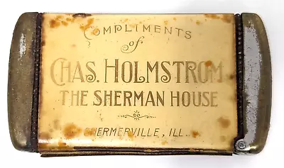 VTG Antique The Sherman House Hotel Advertising Celluloid Match Safe Holder M23 • $93.09