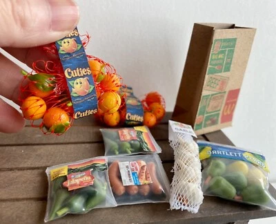 $7.99 • Buy 1:12 Miniature Lemon Orange Bags Handmade Clay Garlic Fruit Grape Grocery Store