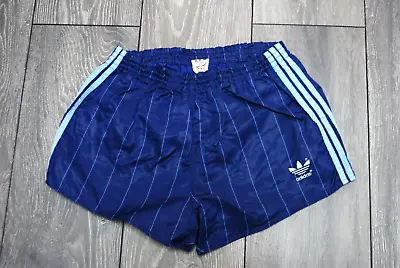 Adidas Made In West Germany Shorts Blue Striped Vintage Retro Nylon Size 176 (s) • $152.84