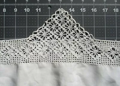 ONE Vintage Linen Pillowcase Crochet Lace Edge 20  X 32  Edwardian Victorian • $19.99