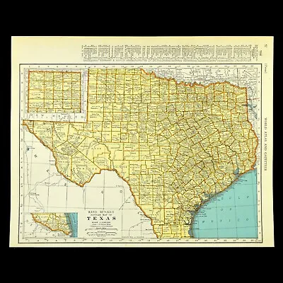 Vintage Map Of TEXAS Wall Art Decor Original 1940s Houston Austin Dallas • $11.95