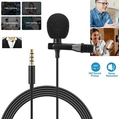 New Clip On Lapel Microphone Hands Free Wired Condenser Mini Lavalier Mic 3.5mm • $4.29