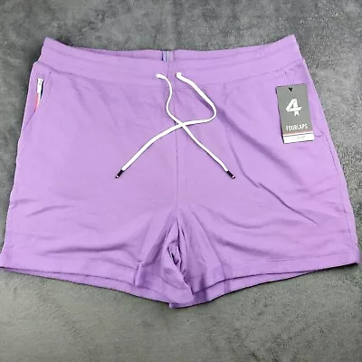 4Laps Athletic Sweat Shorts Women XXL Purple Soft Terry Fabric Zipper Pocket NWT • £25.05