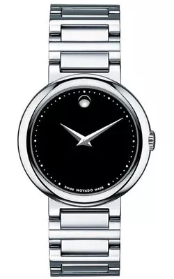 Movado Concerto 0606419 Black Dial Stainless Steel Silver Tone Ladies Watch • $608.85