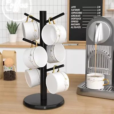 Coffee Mug Holder Black Bamboo Mug Tree With Thicker Base Coffee Cup Stand Mug H • $14.68