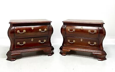 CENTURY Cardella Collection Cherry Italian Bombe Two-Drawer Nightstands - Pair • $1695