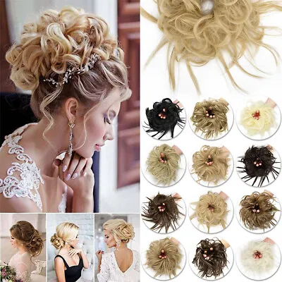$5.09 • Buy Ladies LARGE Messy Bun Hair Piece Scrunchie Updo Wrap Hair Extensions As Human