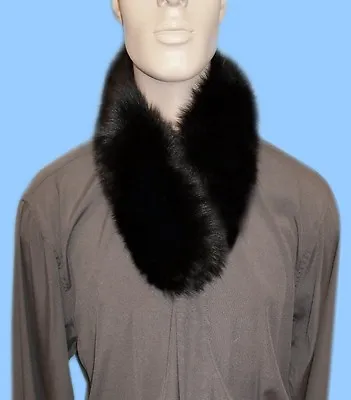 New MENS GENUINE BLACK FOX FUR NECK WRAP - SCARF - WEAR OVER ANY COAT OR JACKET! • $89.95