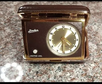 Vintage Linden Black Wind Up Travel Folding Alarm Clock Lights & Glow  • $5