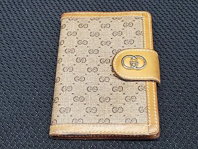 Vintage Gucci Italy GG Logo Leather Wallet Card / Photo Holder Case • $71.20