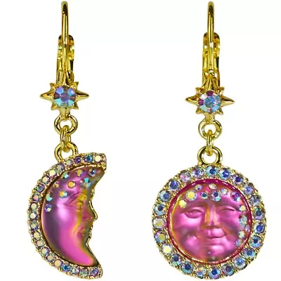 Kirks Folly Mystic Goddess Seaview Moon Asymmetric Leverback Earrings Goldtone • $42.50