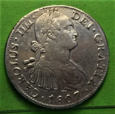 CARLOS IV 8 Reales 1807 MEXICO -TH Aureo $ Calico.-986 Silver • £160.05