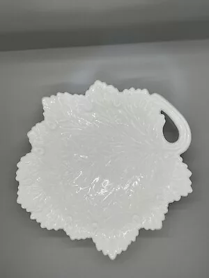 Milk Glass Leaf Serving Plate/tray Vintage No Markings • $28.99