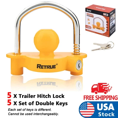 $89.99 • Buy 5 Sets Of Universal Coupler Lock Ball Hitch Trailer Hitch Lock Adjustable