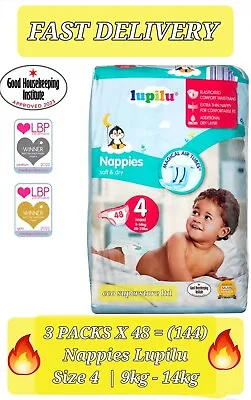 ✅3 PACKS X 48 = (144) Size - 4 Maxi High Quality Nappies✅FAST AND FREE DELIVERY✅ • £17.81