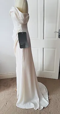£99 • Buy Asos Bridal Beatrice Bardot Drape Wrap Wedding Dress Soft Apricot. UK 8. BNWT!