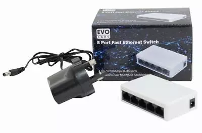 5 Port 10/100 Fast Ethernet Network Broadband Switch To Attach Multiple Devices • £10.14