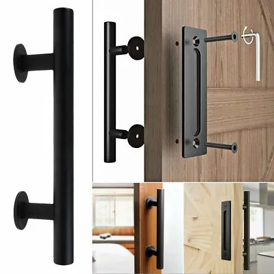 12  Sliding Barn Door Pull Flush Handle Gate Hardware Set Iron Matte Black • $17.99