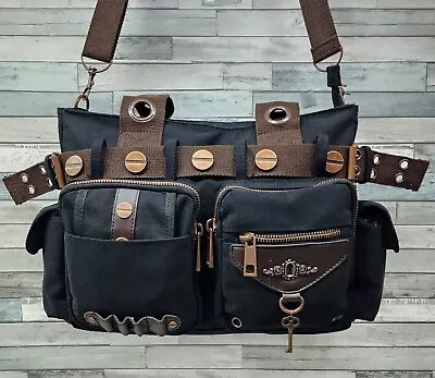 Banned Apparel Brown Key Steampunk Gothic Canvas Tote Shoulder Bag Handbag • $50