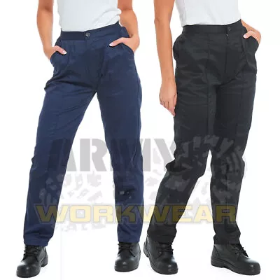 Ladies Womens Work Trousers Healthcare Beauty Uniform Pants Half Elastic Waist • £14.95