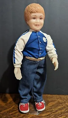 Vntg Wax Young Boy 14.5  Doll Figure -  Intentional Missing Tooth - Kaiser Stand • $18