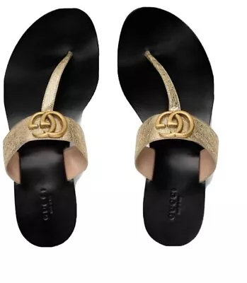 $698 • Buy Gucci Women's Metallic Marmont Leather Sandals