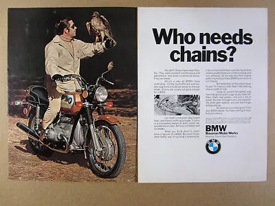 1972 BMW R75/5 750 Motorcycle Photo 'Who Needs Chains?' Vintage Print Ad • $8.29