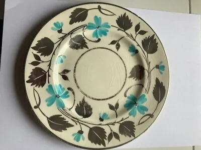 Myott Son & Co Vintage Hand-painted Plate Silver/blue Flowers/leaves 8in   • £11