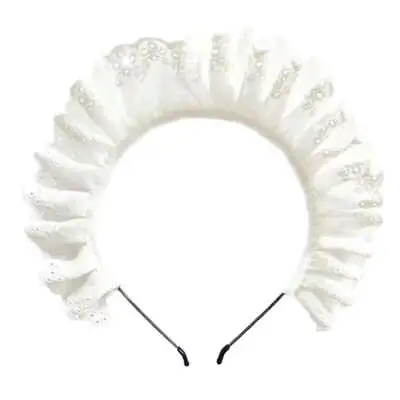 Fabric Pleated Lace Lolita Cosplay Maid Headband - White • $5.12