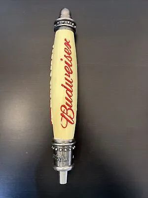 Vintage Budweiser Beer Tap Handle Tan Red And Silver 12.5” • $15.50