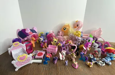 My Little Pony Lot Ponies Figures Baby Crib Boat Glasses Huge Lot 40 + Rare Toys • $79.10