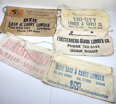 Saginaw Michigan Nail Apron Lot Of 5 Dixie Cash Carry Lumber Furstenberg Braun • $25.49