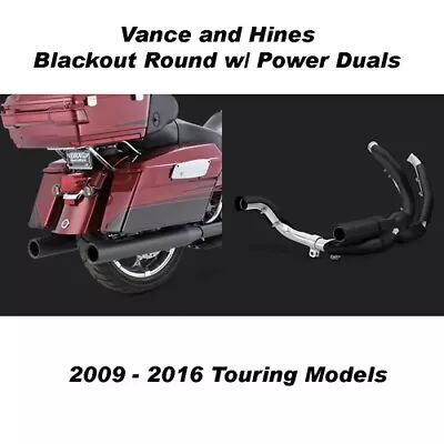 Vance & Hines Touring 4  Blackout Round Slip-ons Black Power Duals 09-16 Touring • $1099.99