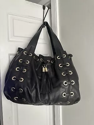 MICHAEL KORS Black Shoulder Bag Astor XL Grommet Tote Handbag Purse • $99