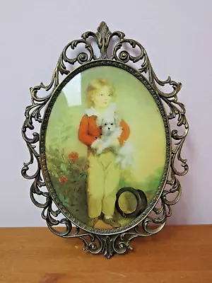 Vintage Ornate Metal Frame Master Simpson By A. W. Davis Print Boy Dog Art • $12.32