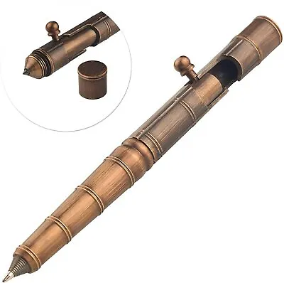 Solid Brass Bolt Action Pen Tactical Bamboo Business Office EDC Pocket Military  • $17.99