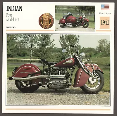 Indian  1941  Four Model 441  Edito Service Atlas Motorcycle Card • $8.46